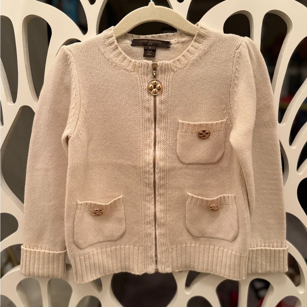 Louis Vuitton Kids Cream Jacket with Gold Buttons